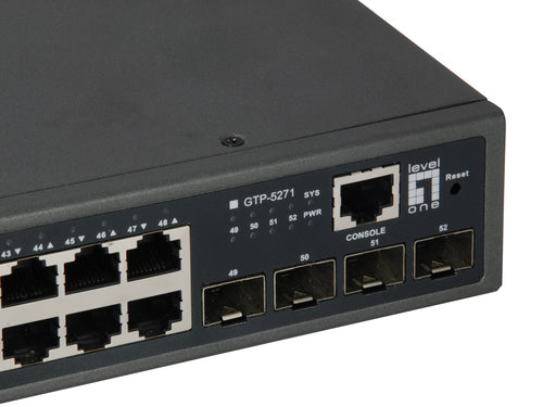 LevelOne Netzwerk-Switch – 52 Anschlüsse, PoE+ Unterstützung