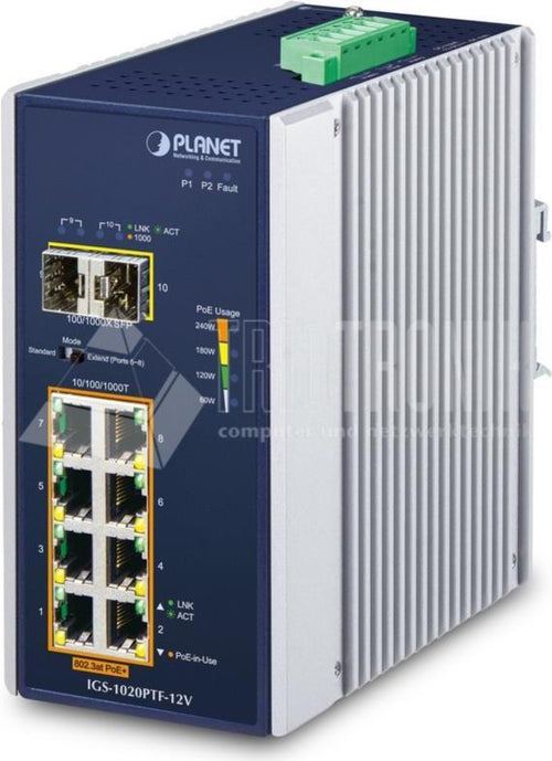 PLANET Industrial 8-Port Switch – PoE+ für einfache Netzwerke