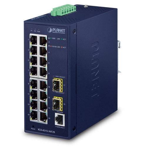 Planet Technology 16-Port Managed Switch – Gigabit Netzwerk, vielseitige Montage