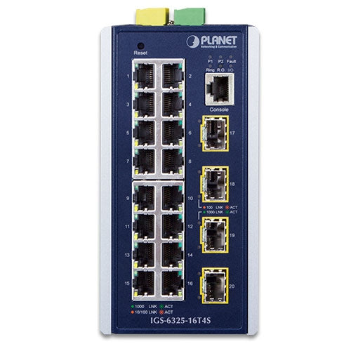 PLANET Switch – 20 Ports, für DIN- oder Wandmontage