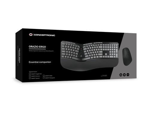 CONCEPTRONIC Kabelloses Tastatur-Maus-Set – Ergonomisch, US-Layout