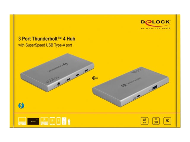 Delock Thunderbolt 4 Hub – 3 Anschlüsse, USB für schnelle Daten