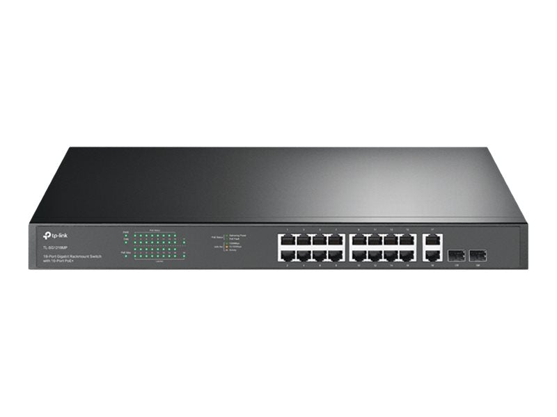 TP-Link 18-Port Gigabit Switch – 16 PoE+ Anschlüsse, Rackmontage