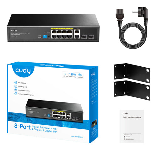 Cudy Netzwerk-Switch – 8 PoE+ Ports, 2 SFP für Glasfaser