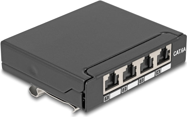 DELOCK Mini Patchpanel – 4 Ports, Cat.6A, für Tischmontage