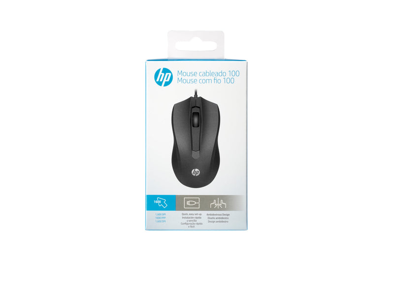 HP 100 Maus – Beidseitig nutzbar, optisch, USB-Anschluss