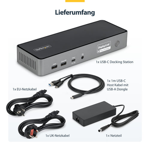 StarTech USB-C Dockingstation – Drei Monitore, Laptop-Ladestation