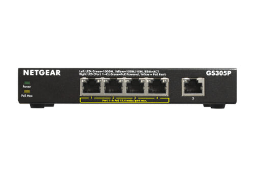 Netgear 5-Port Gigabit Switch – 4 PoE-Anschlüsse, lüfterlos