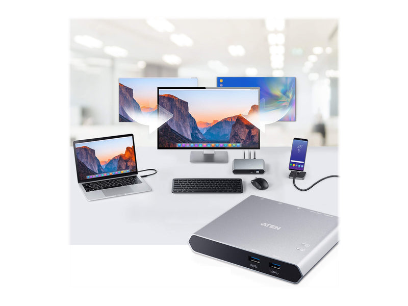 ATEN USB-C Dock Switch – 2 Geräte mit einem Bildschirm verbinden