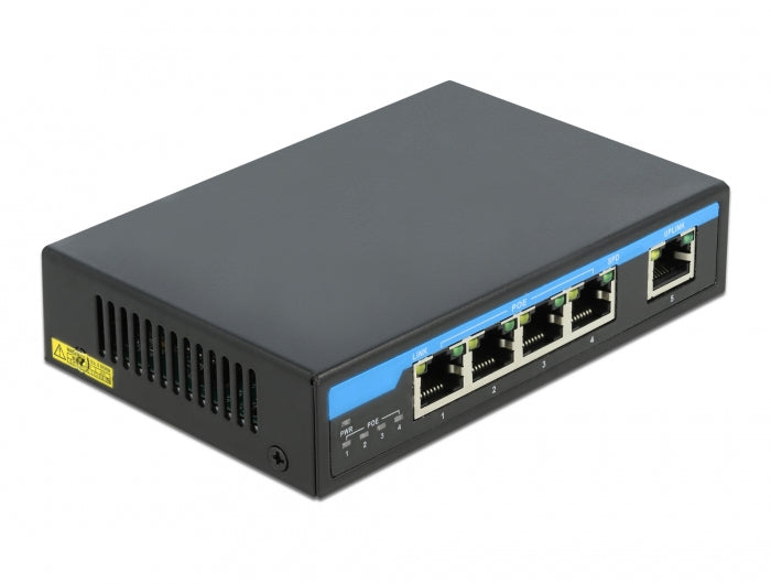 Delock Gigabit Ethernet Switch – 4 PoE-Ports, Stromversorgung über Netzwerkkabel