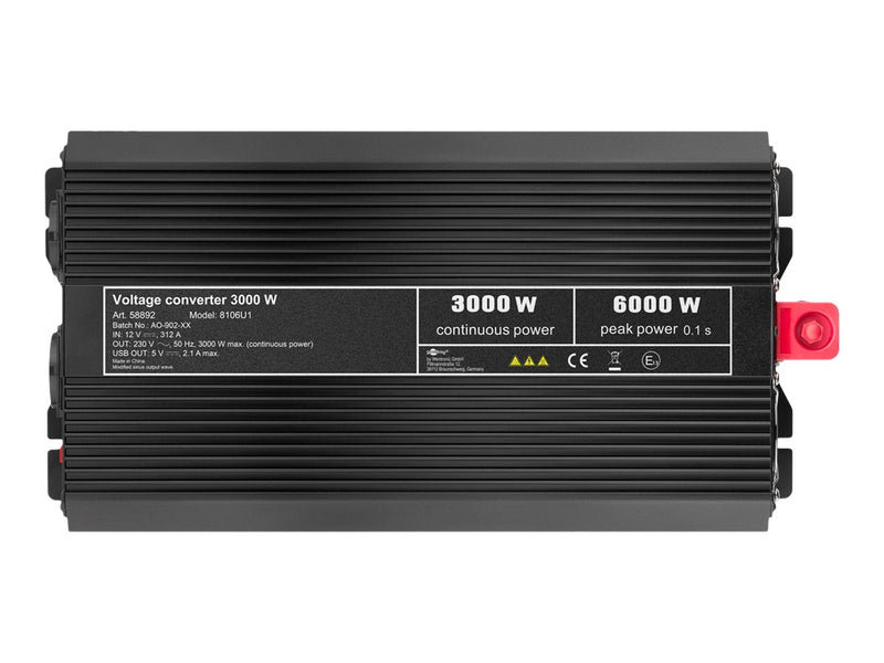 Wentronic Stromwandler – 3000 W Leistung, 2 USB-Anschlüsse