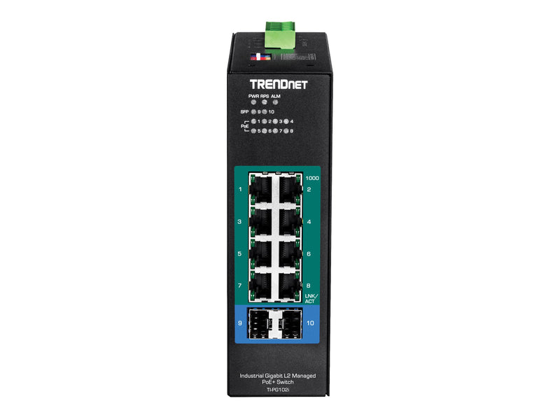 TRENDnet 10-Port Gigabit Switch – PoE+, für Industrie geeignet