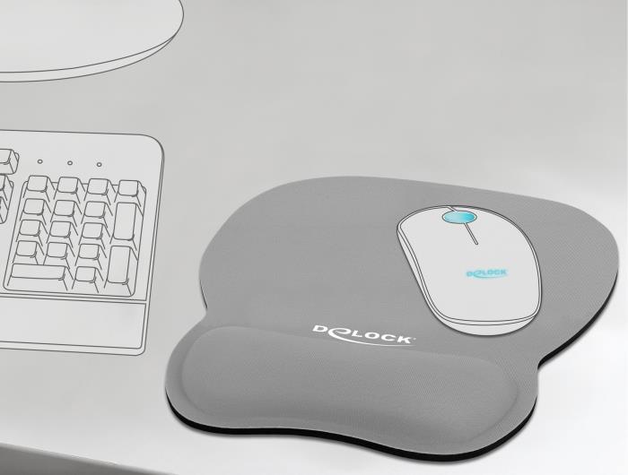 DELOCK Mauspad – Ergonomisch mit Handballenauflage
