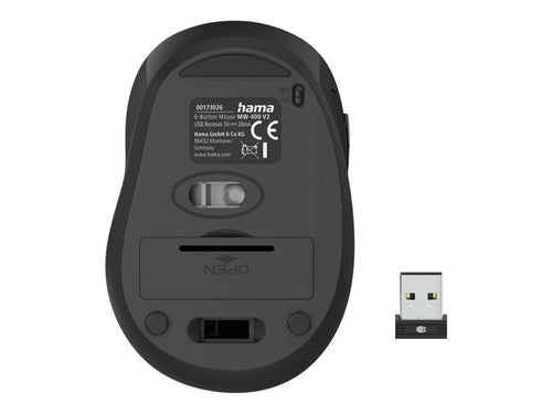 HAMA MW-400 V2 Funkmaus – Ergonomisch, 6 Tasten, Kabellos