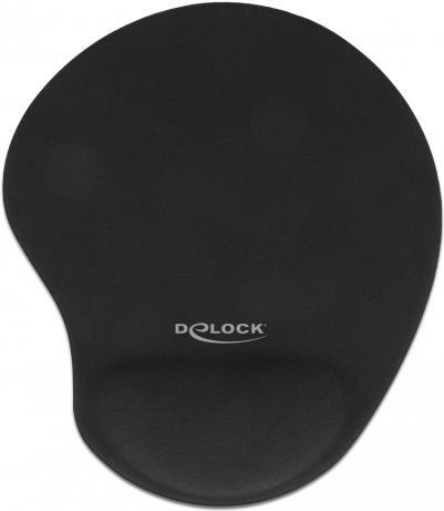 DELOCK Ergonomisches Mauspad – Mit Gel-Handballenauflage, Schwarz
