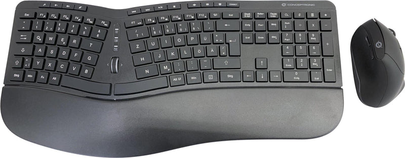 CONCEPTRONIC Kabelloses Tastatur-Maus-Set – Ergonomisch, deutsches Layout