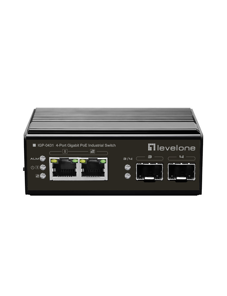 LevelOne 4-Port Gigabit Switch – PoE, für DIN-Schiene