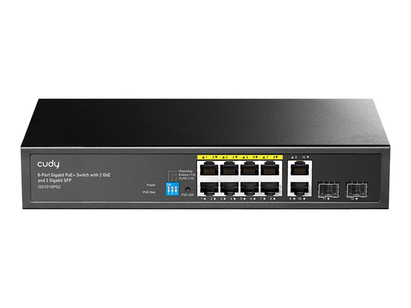 Cudy Netzwerk-Switch – 8 PoE+ Ports, 2 SFP für Glasfaser