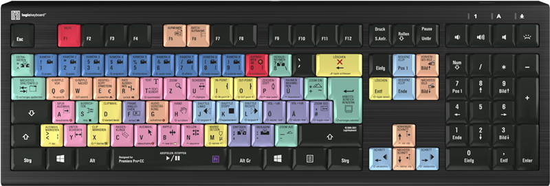 LOGIC-KEYBOARD Kabel-Tastatur – Für Adobe Premiere Pro, Deutsch