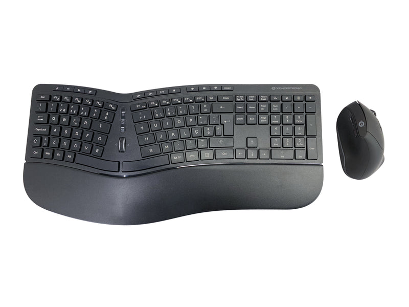 CONCEPTRONIC Kabelloses Tastatur-Maus-Set – Ergonomisch, Portugiesisch