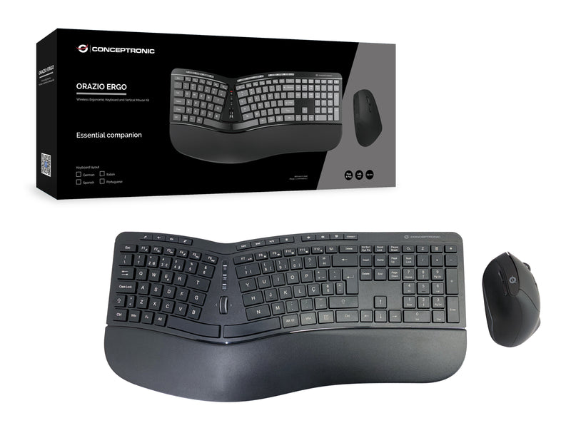 CONCEPTRONIC Kabelloses Tastatur-Maus-Set – Ergonomisch, Portugiesisch