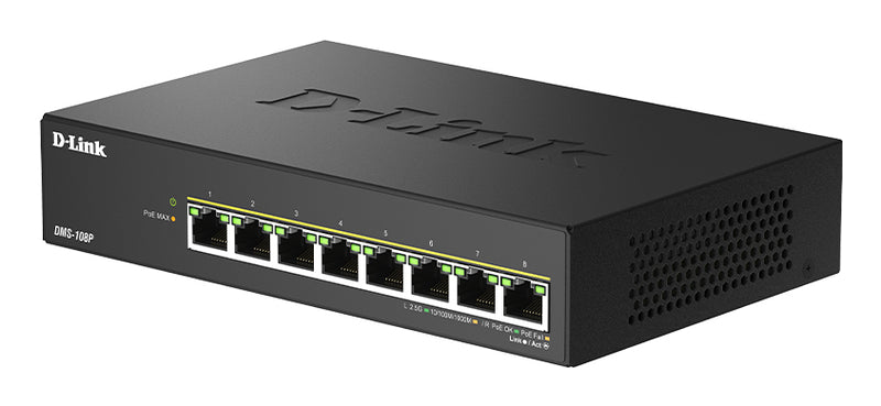 D-Link 8-Port Netzwerk-Switch – Multi-Gigabit, PoE+ Unterstützung