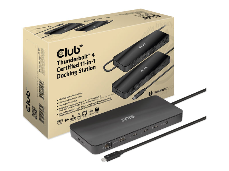 Club3D Thunderbolt 4 Dock – 11 Anschlüsse, 8K Unterstützung
