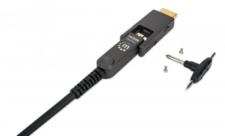Manhattan HDMI-Glasfaserkabel – 4K, 50 m, abnehmbarer Stecker