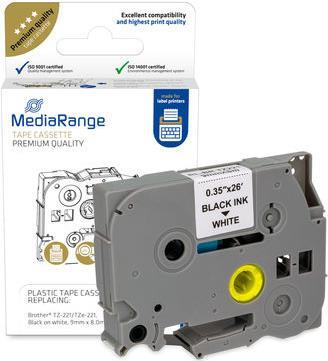 MediaRange Etikettenband – Schwarz auf Weiß, 9mm x 8m, laminiert