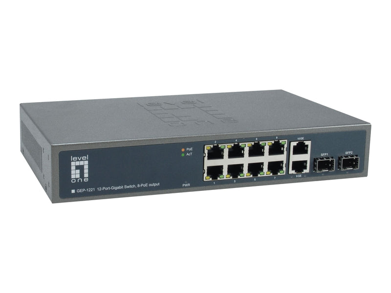 LEVELONE Netzwerk-Switch – 8 PoE+ Anschlüsse, Rack-montierbar