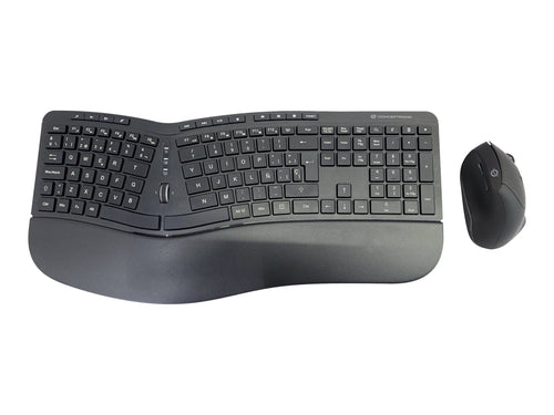 CONCEPTRONIC Kabelloses Tastatur-Maus-Set – Ergonomisch, Spanisches Layout