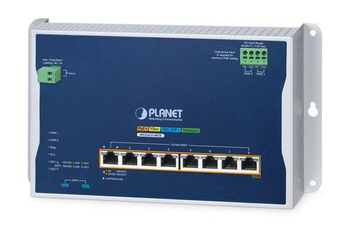 Planet Technology 8-Port Netzwerkswitch – Wandmontage, robust