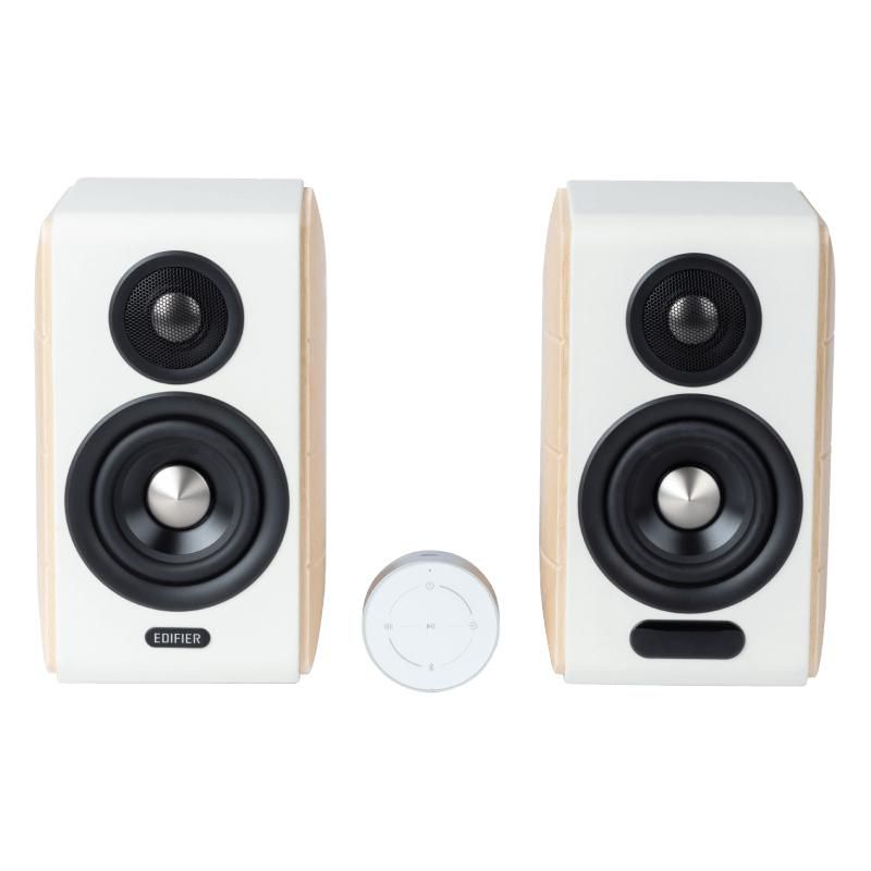Edifier Bluetooth Lautsprecher – Holz/Weiß, ideal für Büro & Zuhause