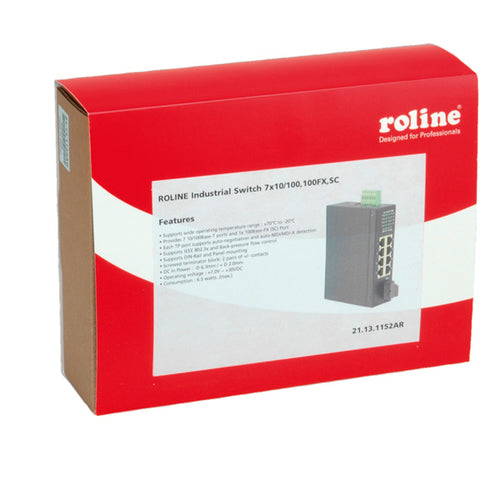 ROLINE Industrie-Switch – 8 Anschlüsse, DIN-Schiene montierbar