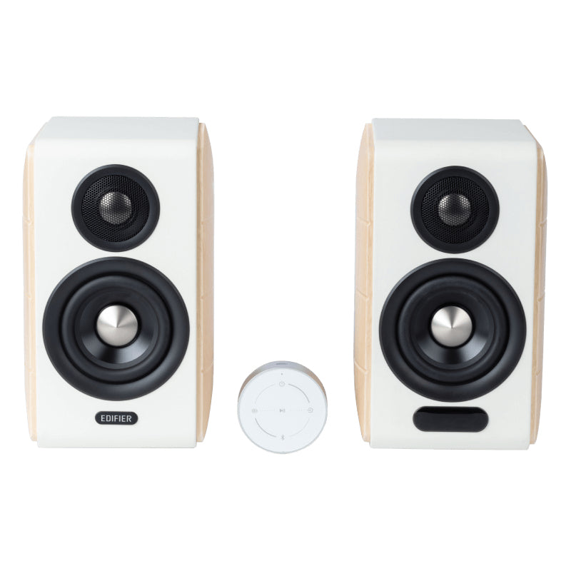 Edifier Bluetooth Lautsprecher – Holz/Weiß, ideal für Büro & Zuhause