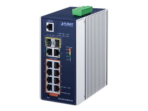 PLANET Industrial Switch – 8 PoE+ Ports, Wandmontage möglich
