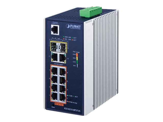 PLANET Industrial Switch – 8 PoE+ Ports, Wandmontage möglich