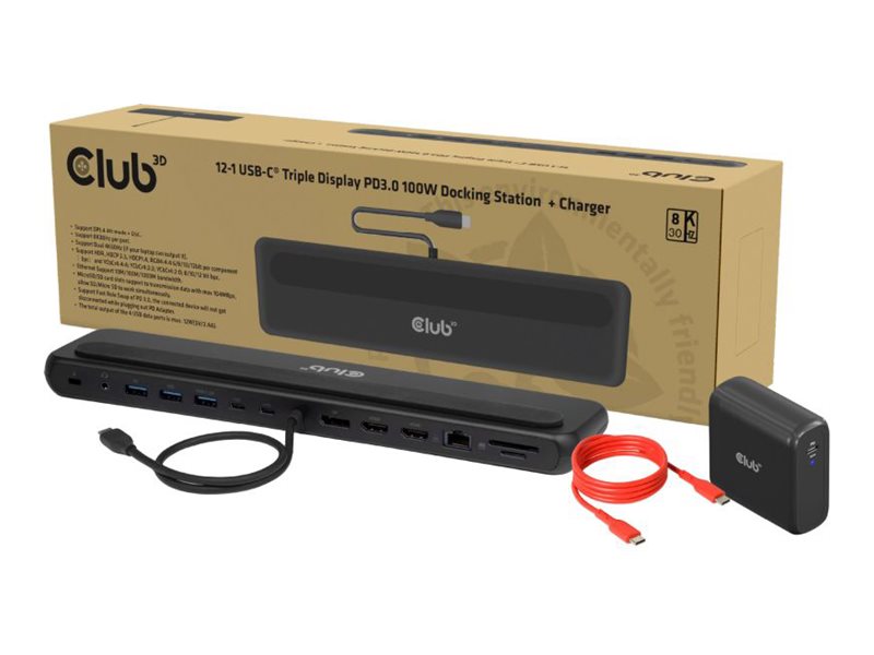CLUB3D USB-C Dockingstation – 12 Anschlüsse, 8K Video
