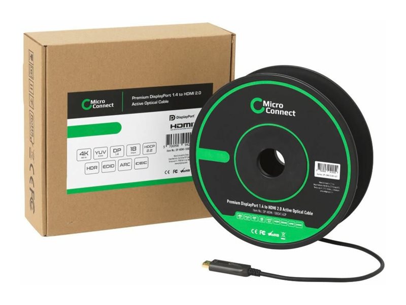 Microconnect Optic Kabel – DisplayPort zu HDMI, 20 m, 4K Unterstützung