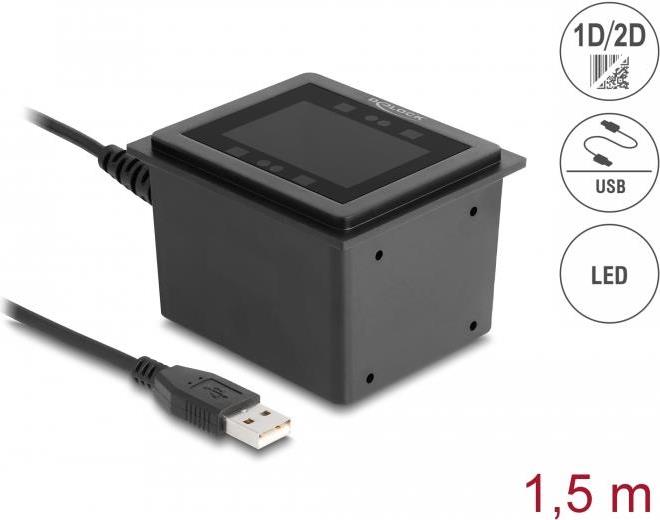 DELOCK USB Barcodescanner – 1D & 2D, kabelgebunden
