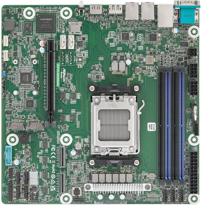 ASROCK Micro-ATX Motherboard – AMD EPYC, 2x Gigabit LAN