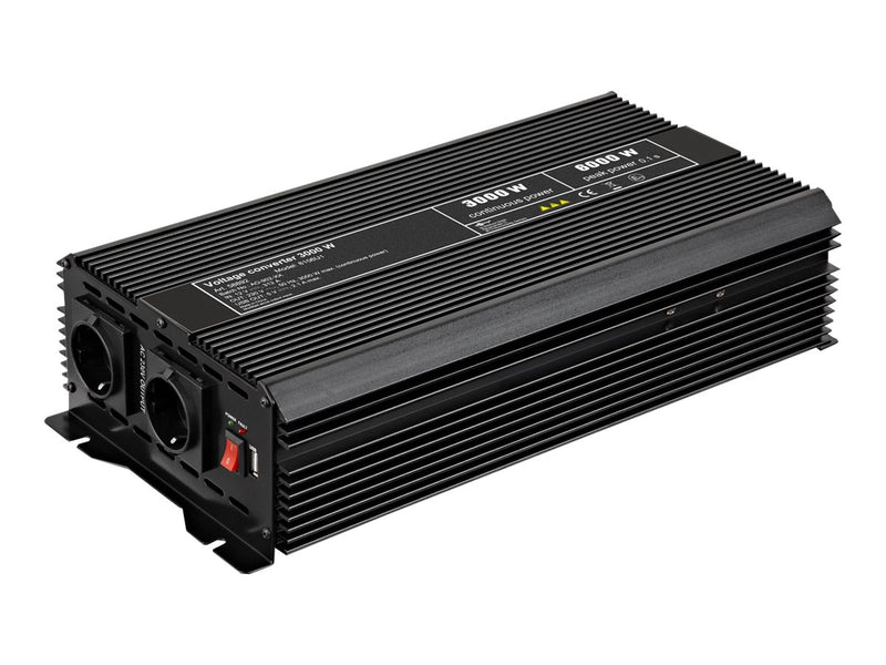 Wentronic Stromwandler – 3000 W Leistung, 2 USB-Anschlüsse