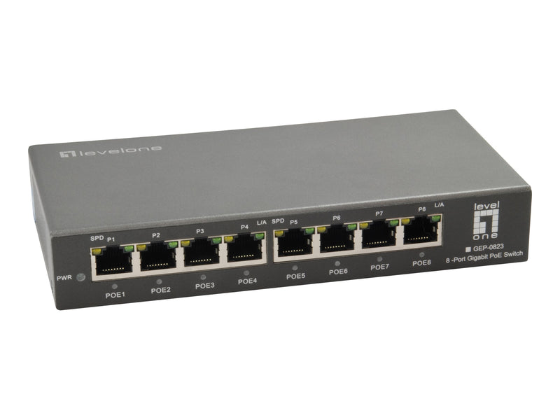 LevelOne 8-Port Gigabit PoE Switch – Stromversorgung für Geräte