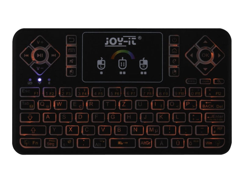 JOY-IT Mini Wireless Tastatur – RGB Licht, Touchpad