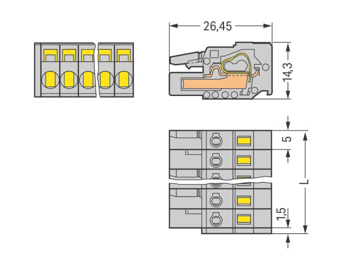 WAGO Buchsengehäuse-Kabel – 4-polig, 320 V Spannung