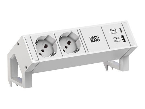 Bachmann Steckdosenleiste – 2 Steckdosen, USB A/C, kompakt