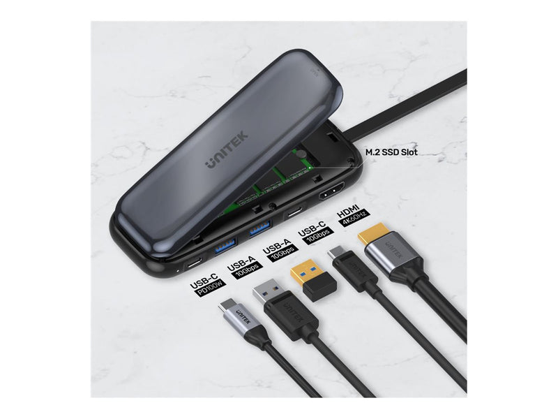 Unitek uHUB H6 Dockingstation – 4K HDMI, USB-C Power Delivery