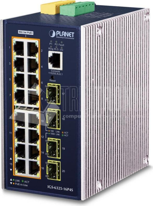 PLANET TECHNOLOGY Netzwerk-Switch – 16 PoE+ Ports, einfache Montage