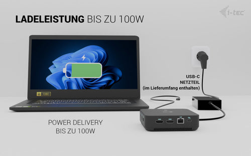 I-TEC USB-C Dockingstation – 4K Display, 100W Stromversorgung