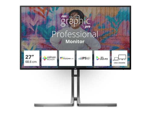 AOC 27" 4K-Monitor – Scharfe Bilder, USB-C-Anschluss